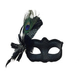 Venetian black mask with feathers and glitters M8334W-venitian-mask-feather-black