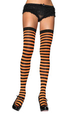 Nylon Stocking with Stripes 6005 6005_blkorng
