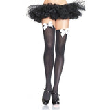 Nylon thigh highs over the knee with bow 6255-007