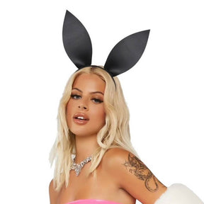 Leatherlike Bunny Ears on Headband Black 76-8330BK