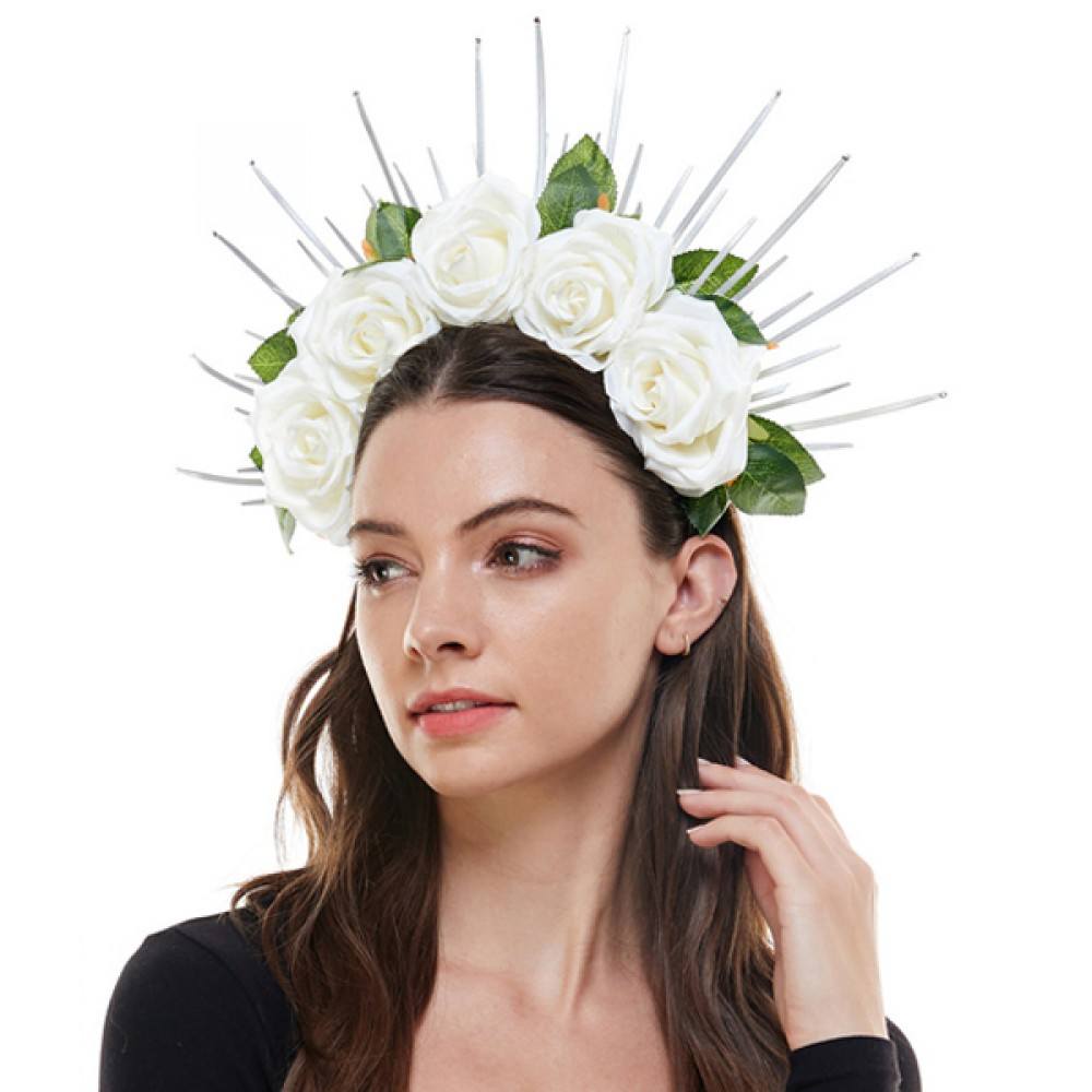 Silk flower and leaves Headband hb335w-3-1000x1000h