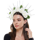 Silk flower and leaves Headband hb335w-3-1000x1000h