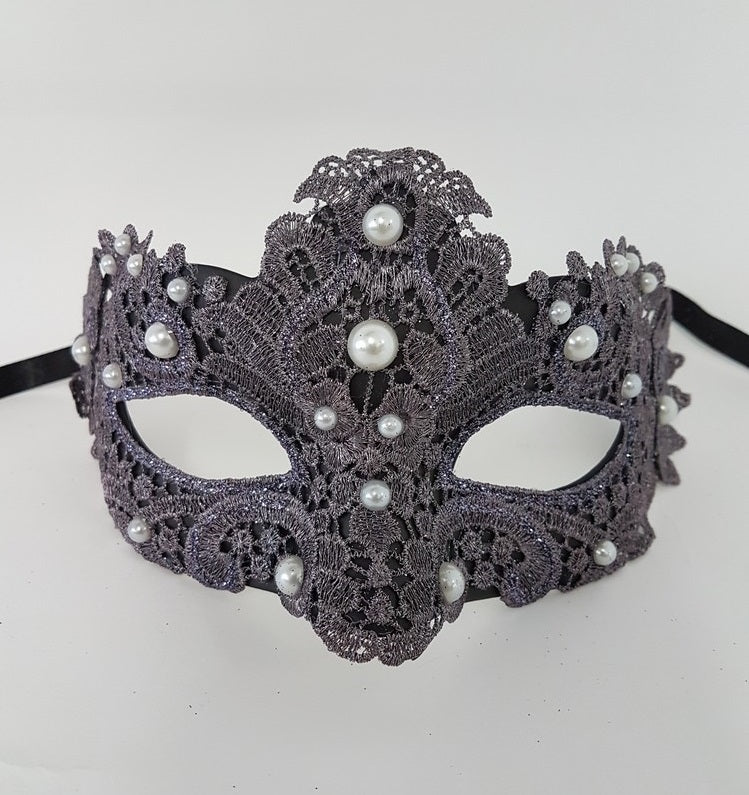 Venetian lace mask with pearls