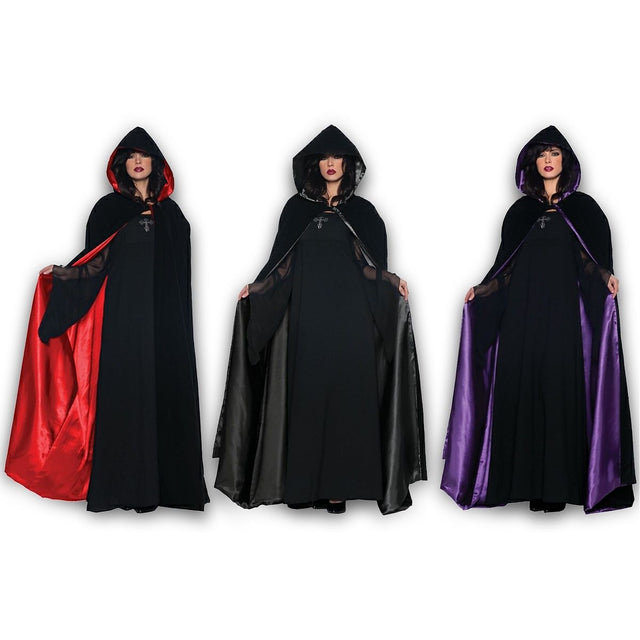Deluxe Velvet & Satin Hooded Cape 63 inch