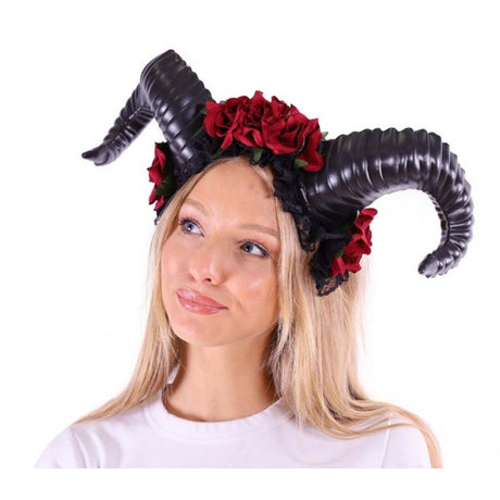 Headband with black horns & Roses