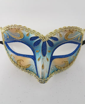 Venetian Mask small with glitter M - 6A M3112_Royal-Blue