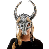 Voodoo creature skull Mask headpiece with horns