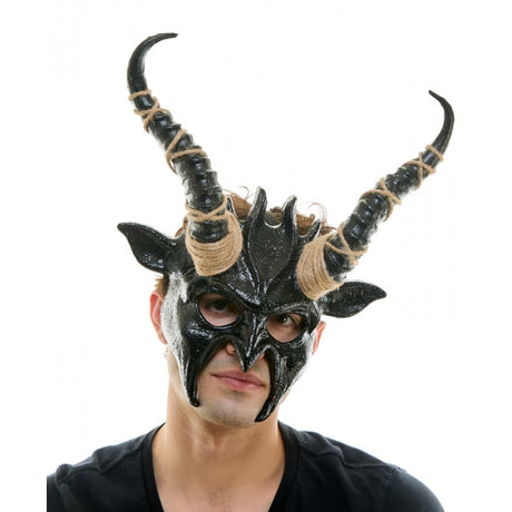Demonic Mask with Horns - Black