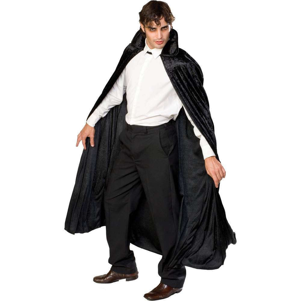Long Black crushed Velvet Cape, male model