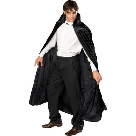 Long Black crushed Velvet Cape, male model