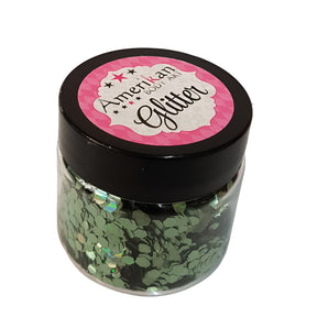 Amerikan Body Art Chunky Glitter 0.094" hex 1oz Jars Chanky Glitter_Holo Green