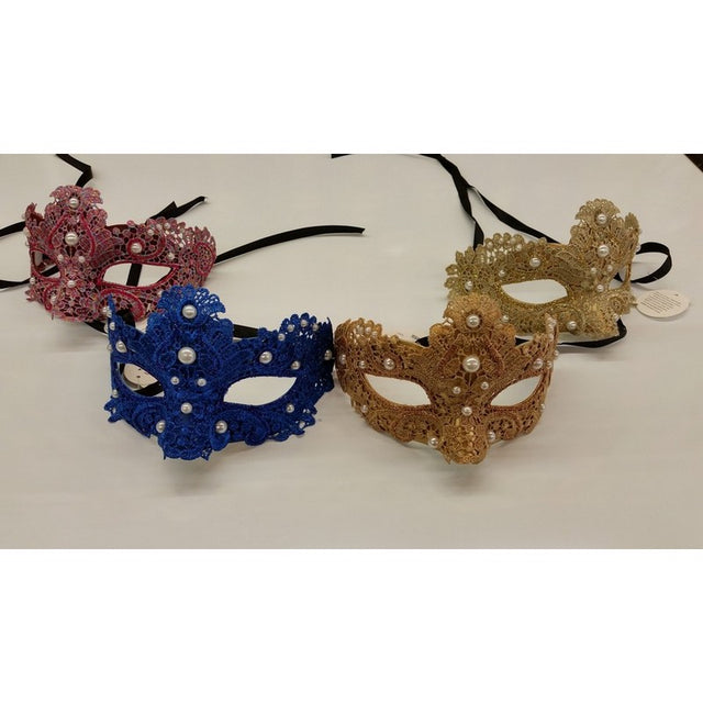 Venetian lace mask with pearls M3205