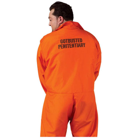 Male Prisoner Convict Costume - One Size- Orange