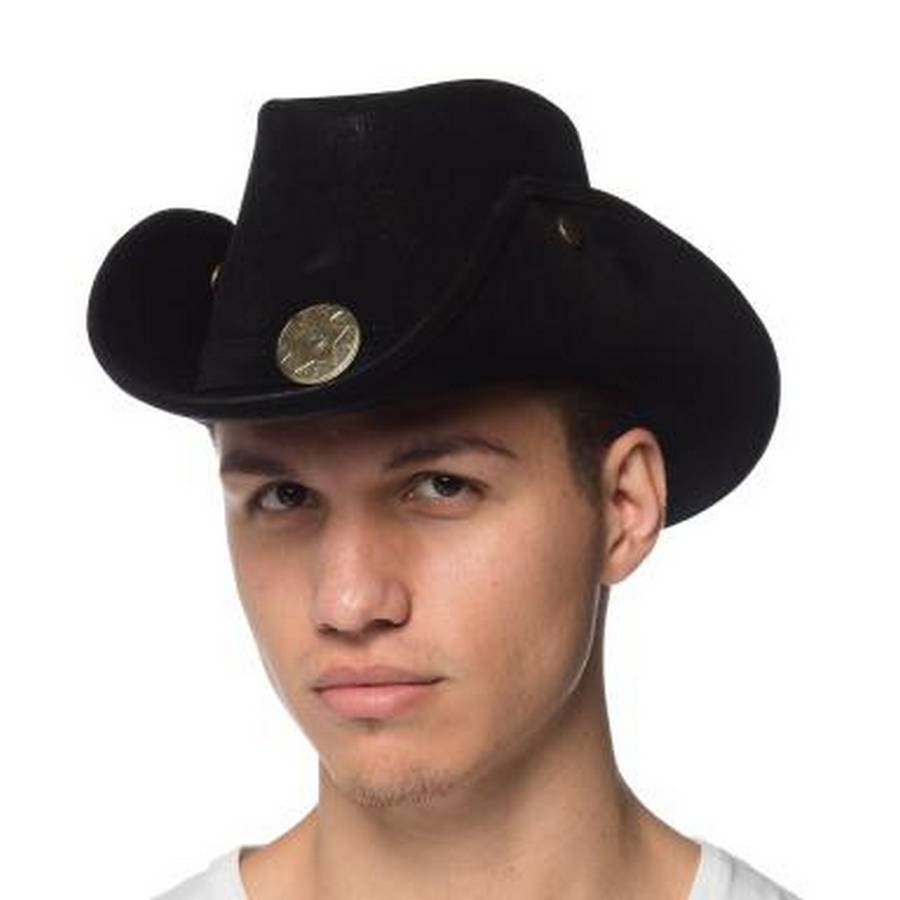Leatherlike Cowhand Hat Cowboy 78-9103BK-cowboy-hat