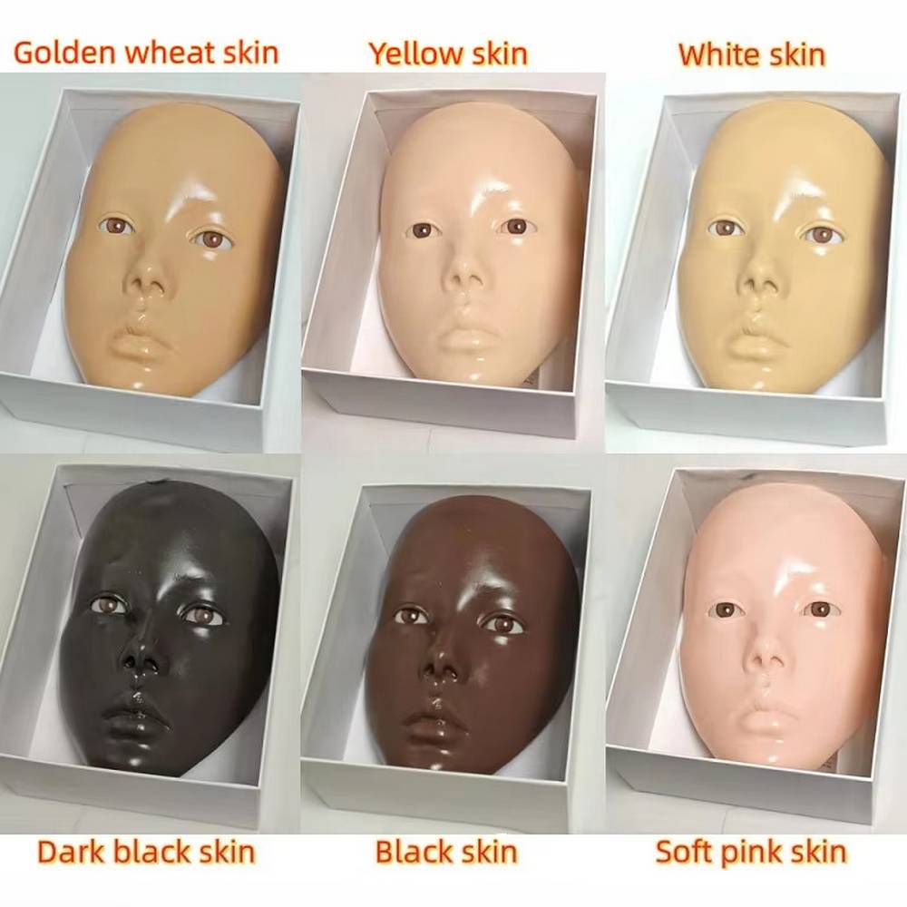 Visage mannequin de maquillage - Tête d'entraînement réutilisable en silicone