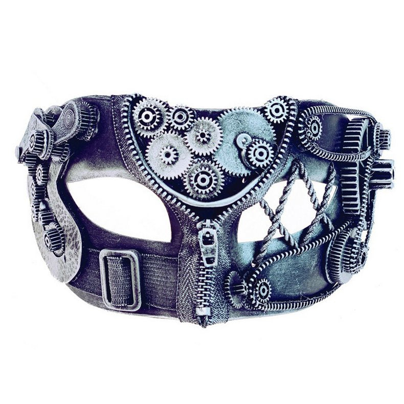 Half-face Steampunk Mask - Zoltar M39569S-steampunk-halfmask-silver