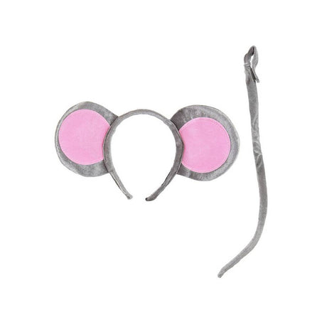 Mouse Gray Ears Headband & Tail Kit
