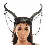 Horns Headpiece with Beads and Lace M39557BK