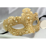 Venetian lace mask with pearls M3205Gold