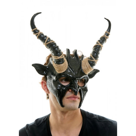 Demonic Mask with Horns - Black