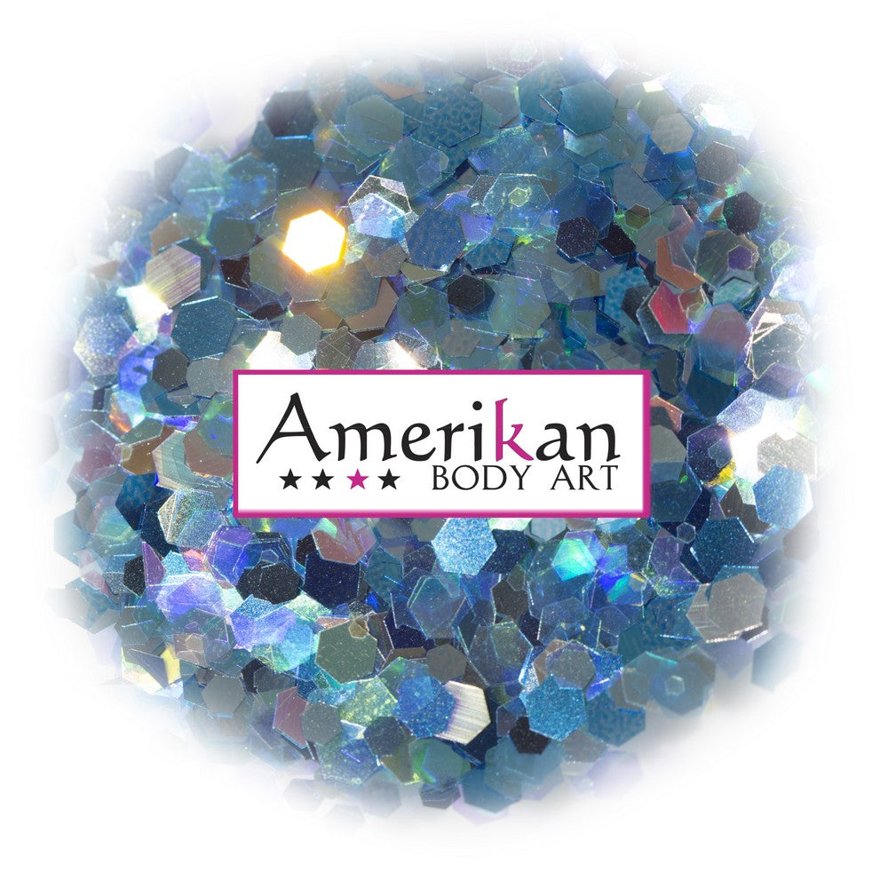 Amerikan Body Art Chunky Glitter 0.094" hex 1oz Jars BlueLagoon-swatch