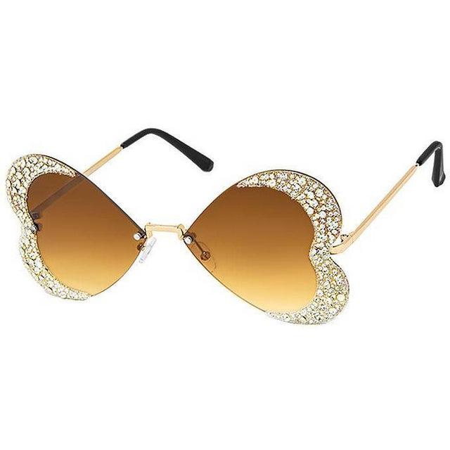 Sunglasses with Heartshaped  lens and  clear rhinestones - Assorted