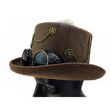 Steampunk Top Hat with feathers and goggles Hat028-3-1000x1000w