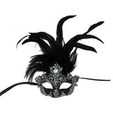 Venetian mask lace with rhinestones and feathers
