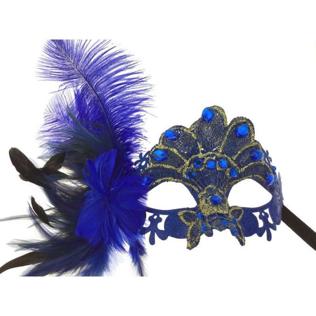Venetian lace mask with feathers
