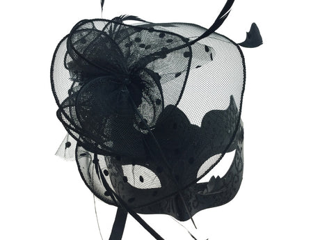Masquerade Mask with feathers and tulle M33235-800x600
