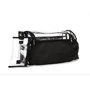 Professional large clear PVC makeup bag with handles and detachable tissue Pouch