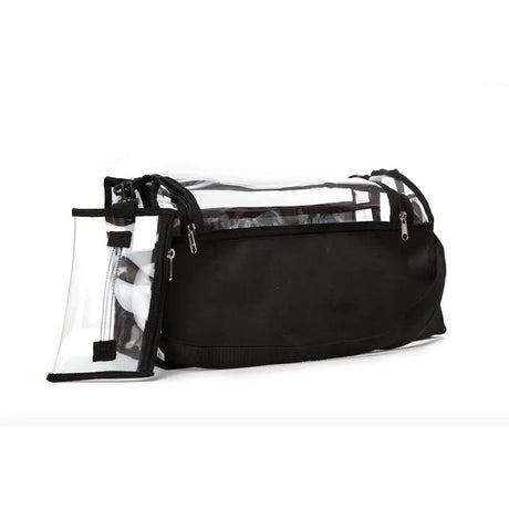 Professional large clear PVC makeup bag with handles and detachable tissue Pouch