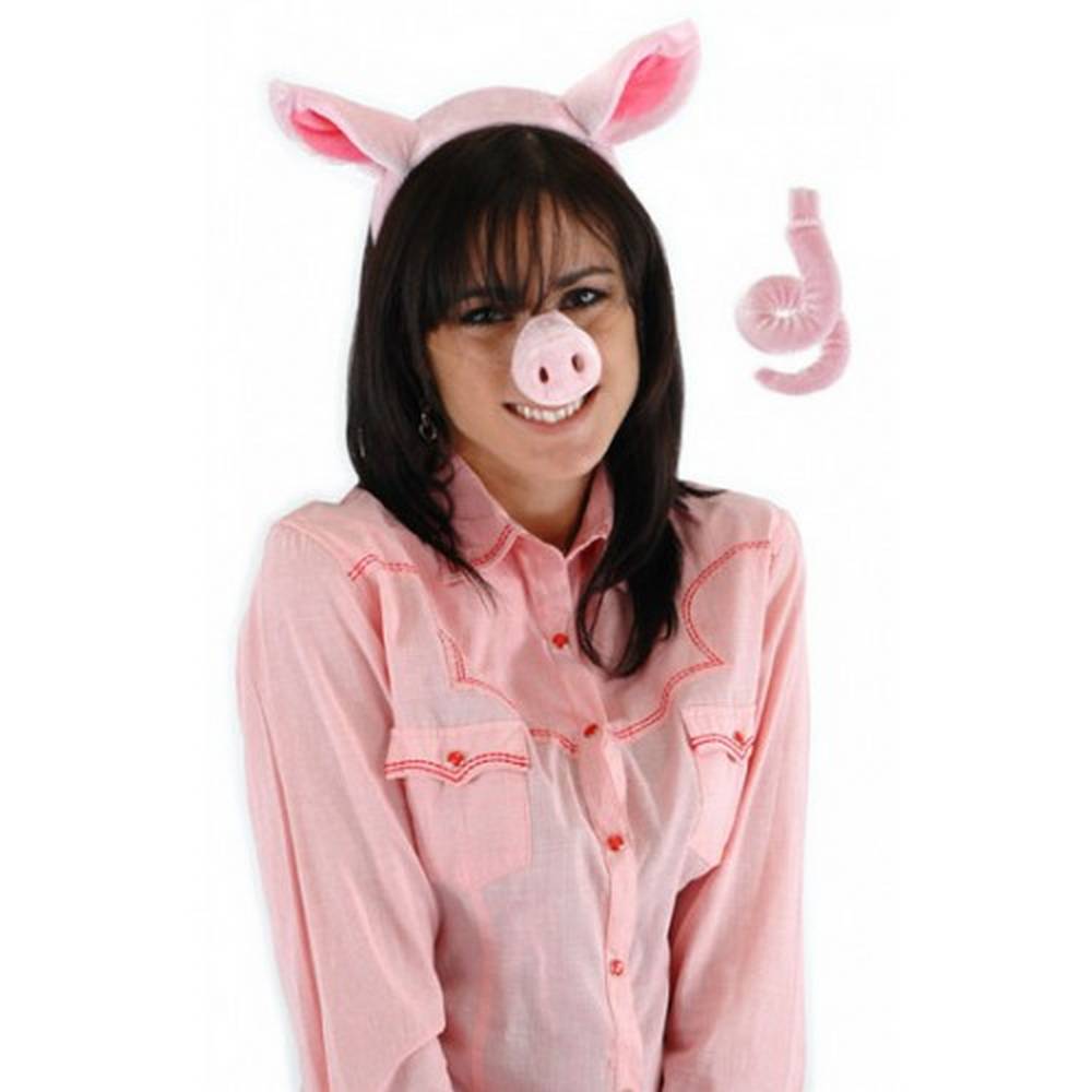 Ensemble de nez, oreilles et queue de cochon - Rose