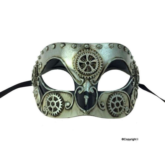 Steampunk man mask with gears