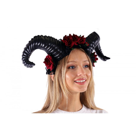 Headband with black horns & Roses