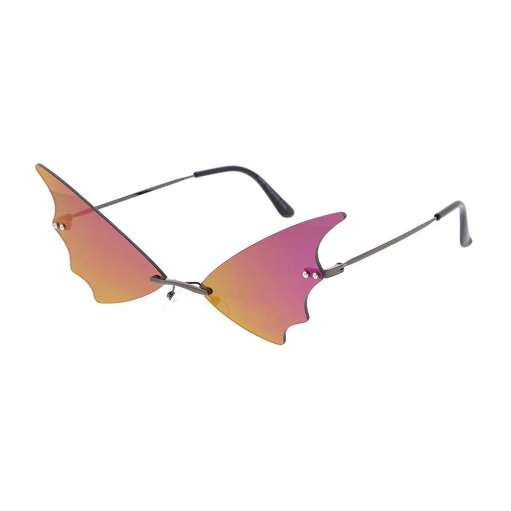 Small Batwing Novelty Sunglasses with Color Mirror Lens
