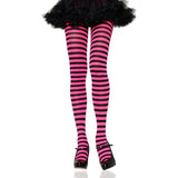 Nylon Stripe Tights 7100 7100_Blk-Neon-pink