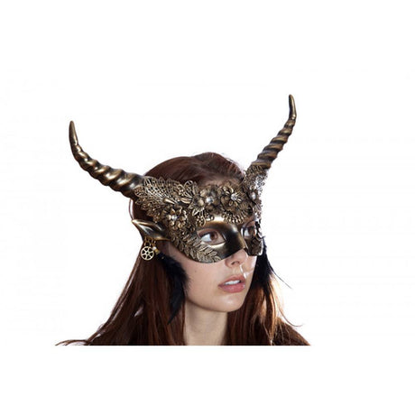 Horned faun floral half Mask