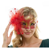 Masquerade Fascinator Mask with Tulle Flower & Glitter