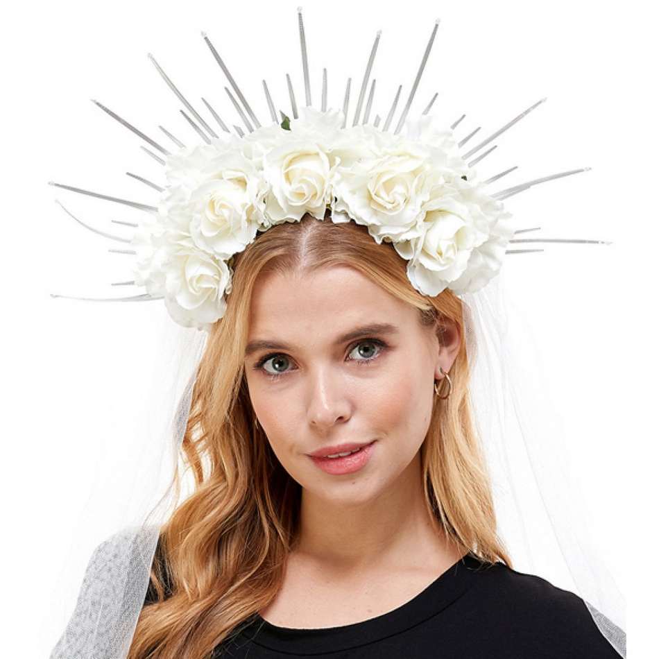 Headband silk Flowers with veil HB336W