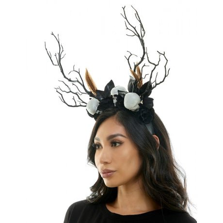Goth Headband with Skulls and branches