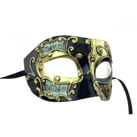 Venetian Styled asymmetric Mask with music notes - Giovanni M3157B