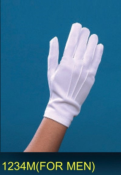 Men's White Nylon Gloves 1234M-2BL