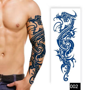 Semi-Permanent Full Arm Sleeve Tattoo - Dragon Temporary Tattoo