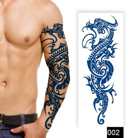 Semi-Permanent Full Arm Sleeve Tattoo - Dragon Temporary Tattoo