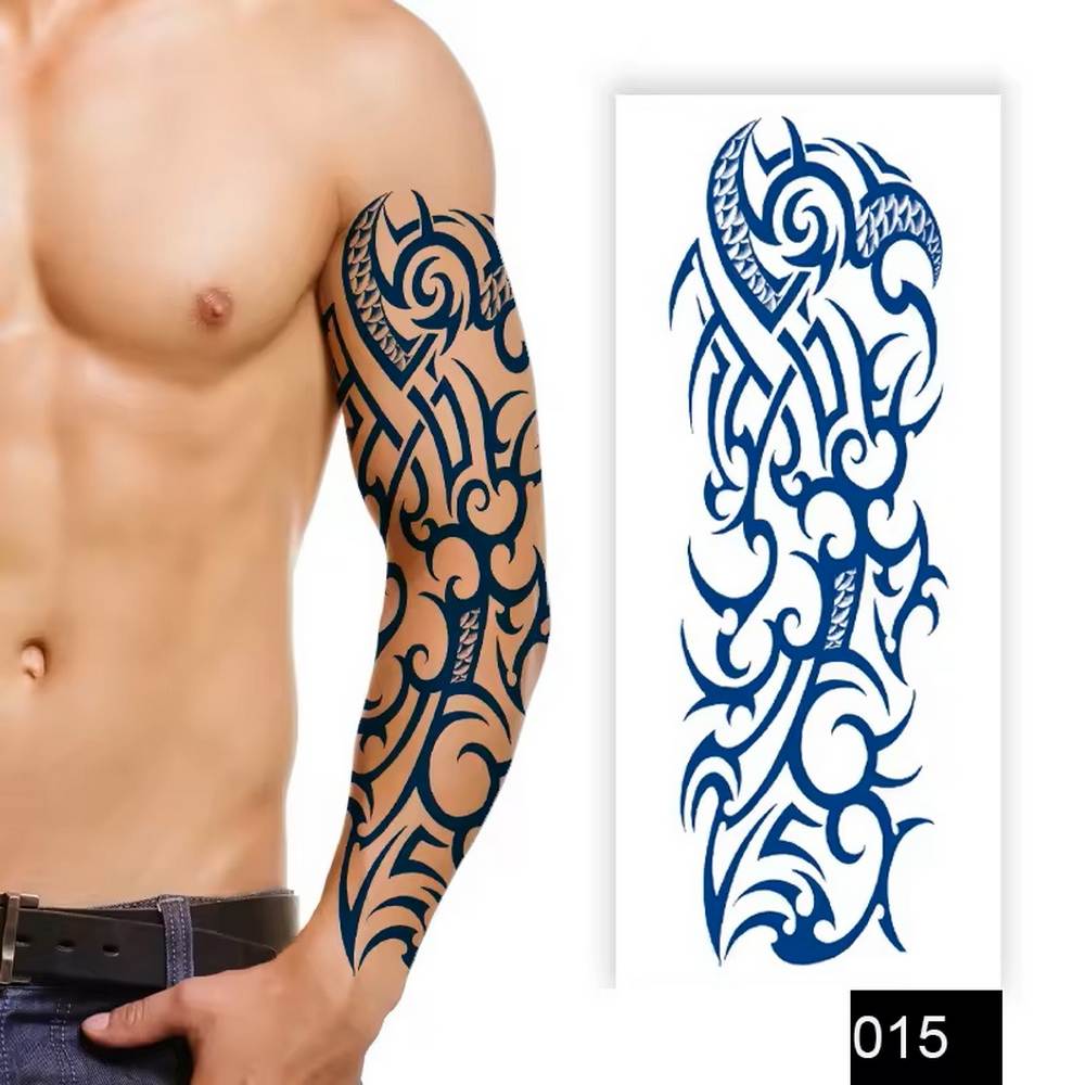Semi-Permanent Full Arm Sleeve Tattoo - Tribal Temporary Tattoo