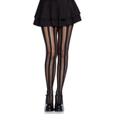 Sheer pantyhose with opaque stripes - black