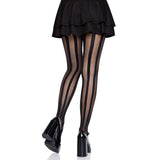 Sheer pantyhose with opaque stripes - black
