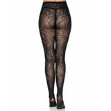 Collants motif araignée en dentelle - Noir