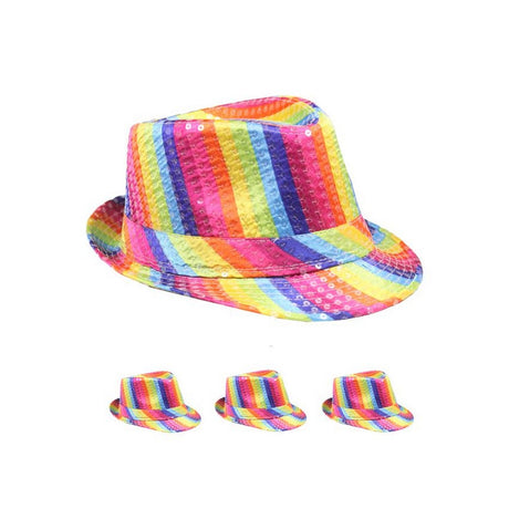 Rainbow Sequin Fedora Hat